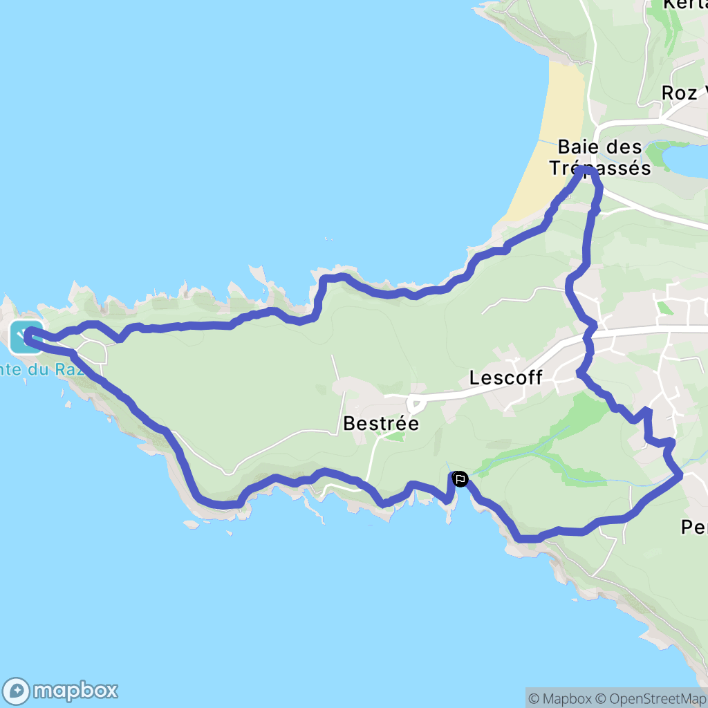 Plogoff : carte du parcours de randonnée - France
