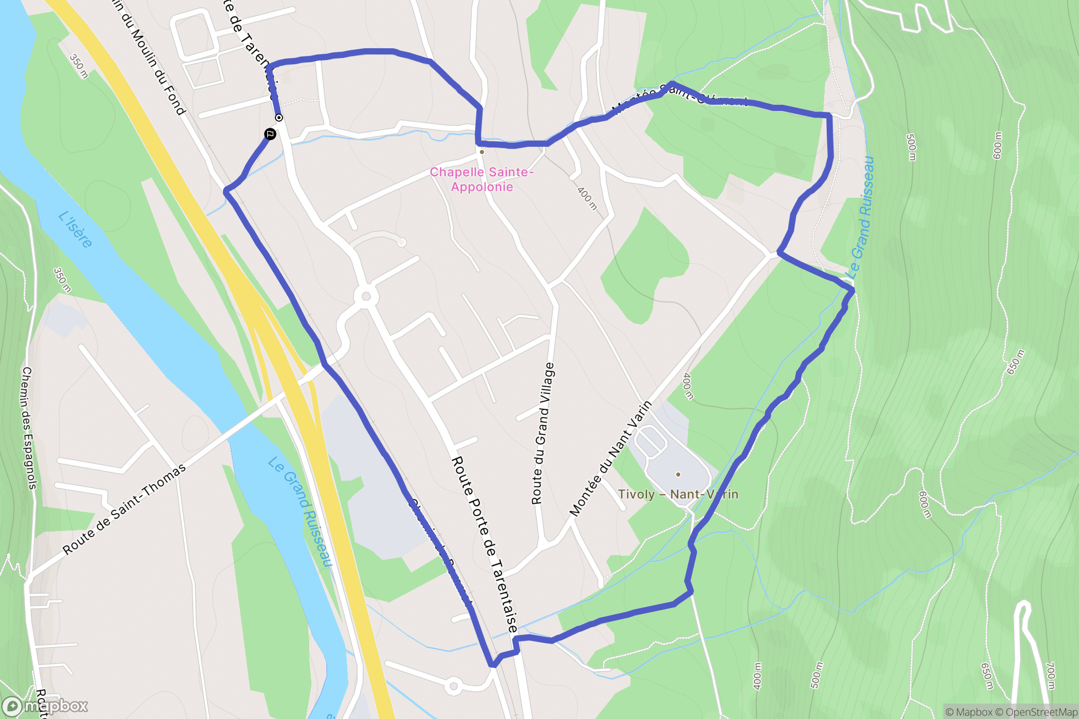 Tours-en-Savoie : carte du parcours de randonnée - France