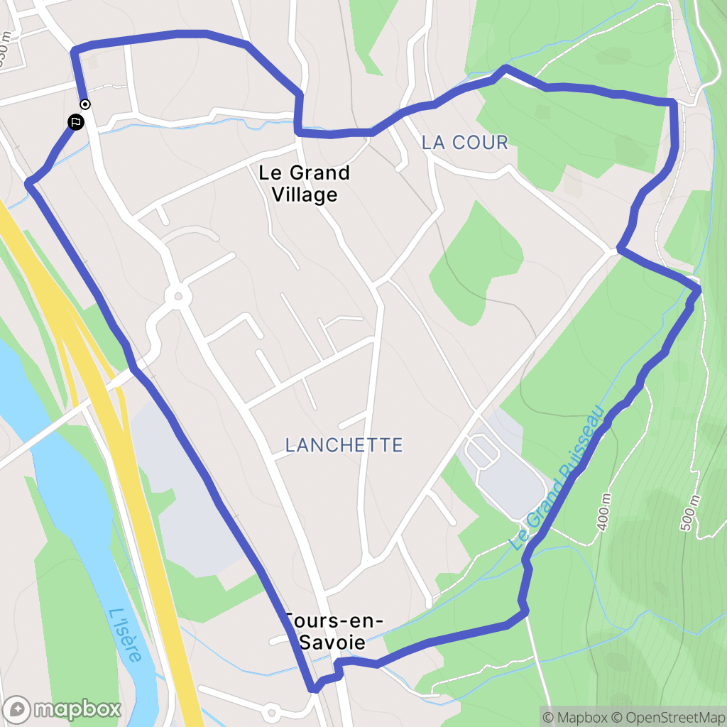 Tours-en-Savoie : carte du parcours de randonnée - France