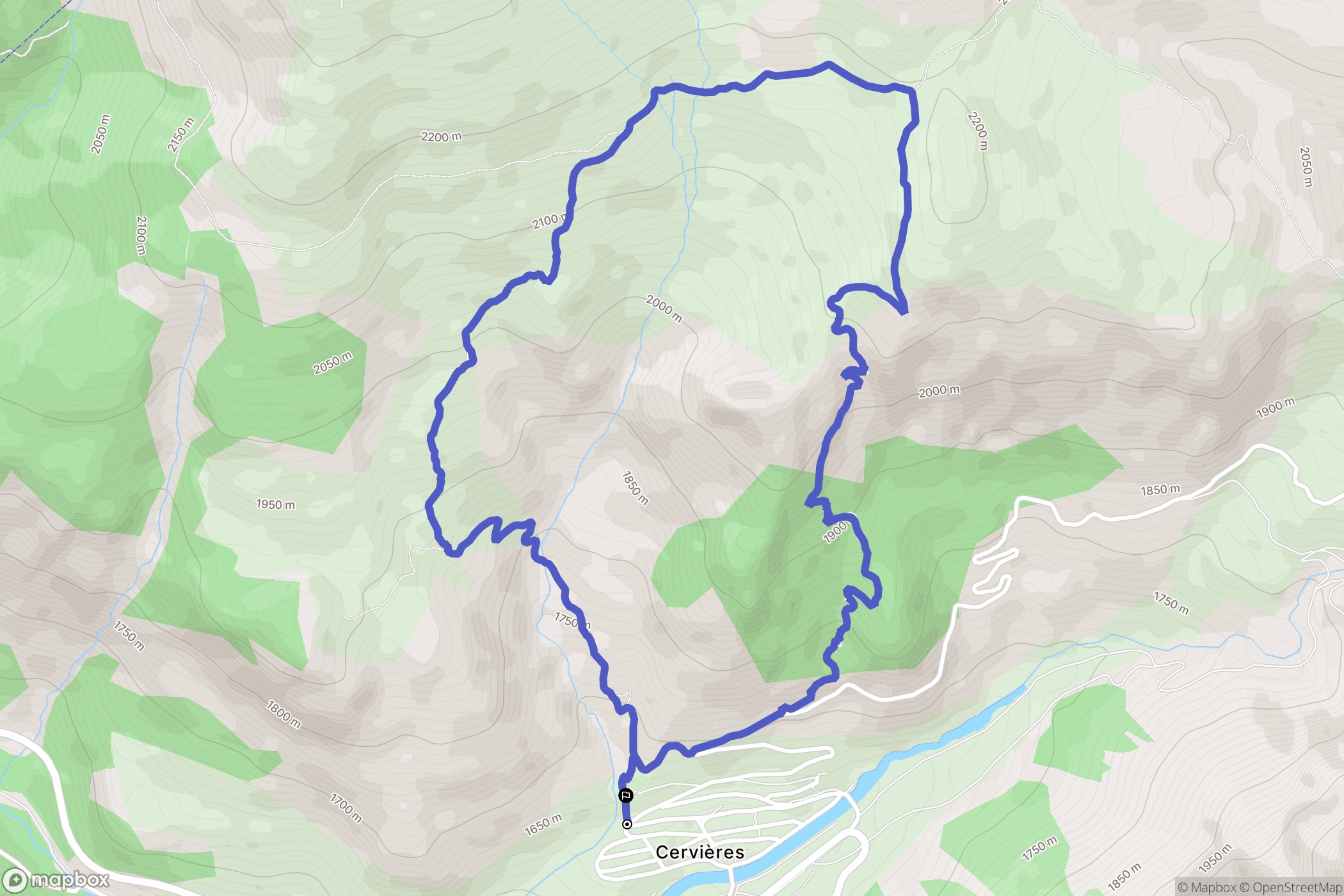 Cervières : carte du parcours de randonnée - France