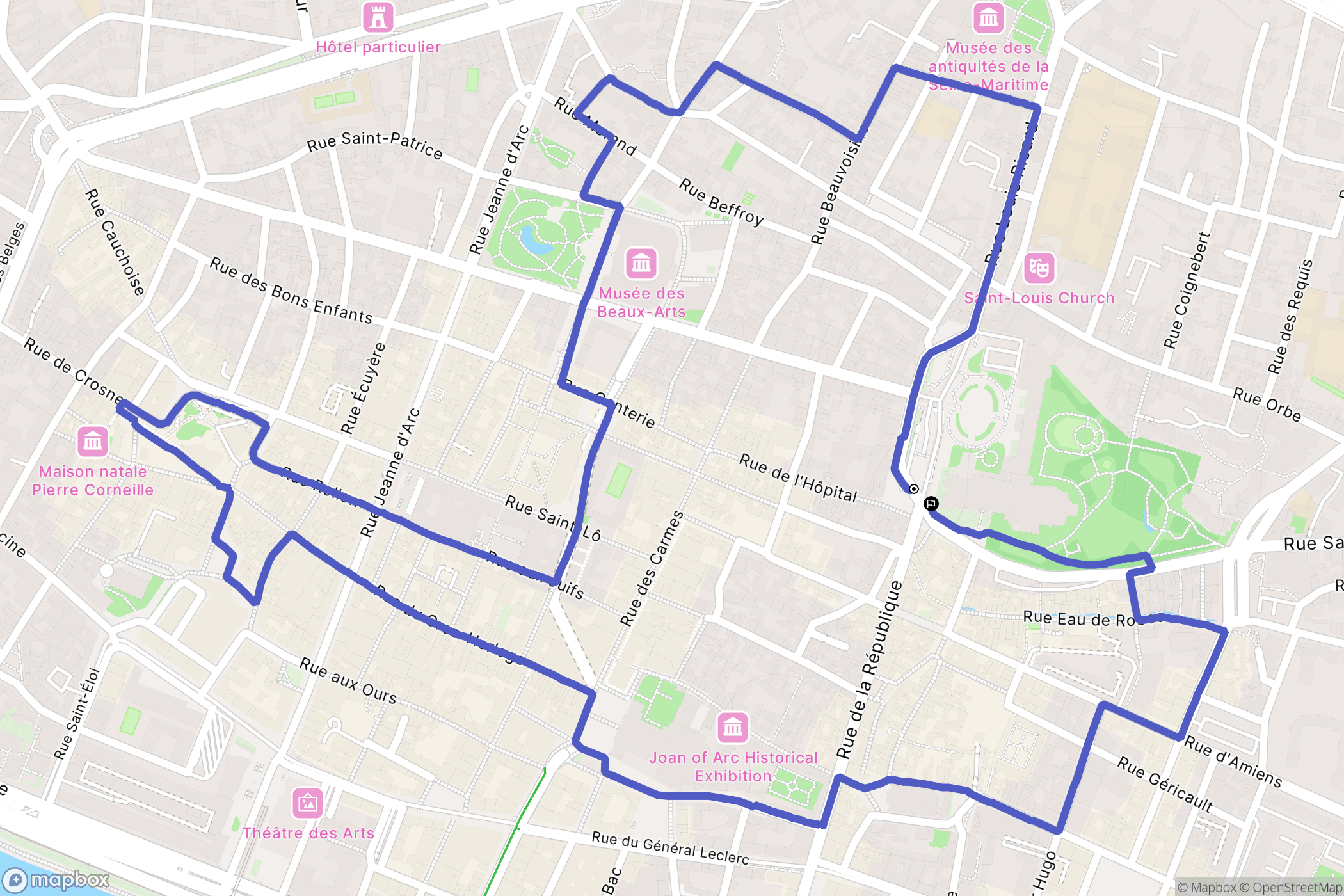 Rouen : carte du parcours de randonnée - France