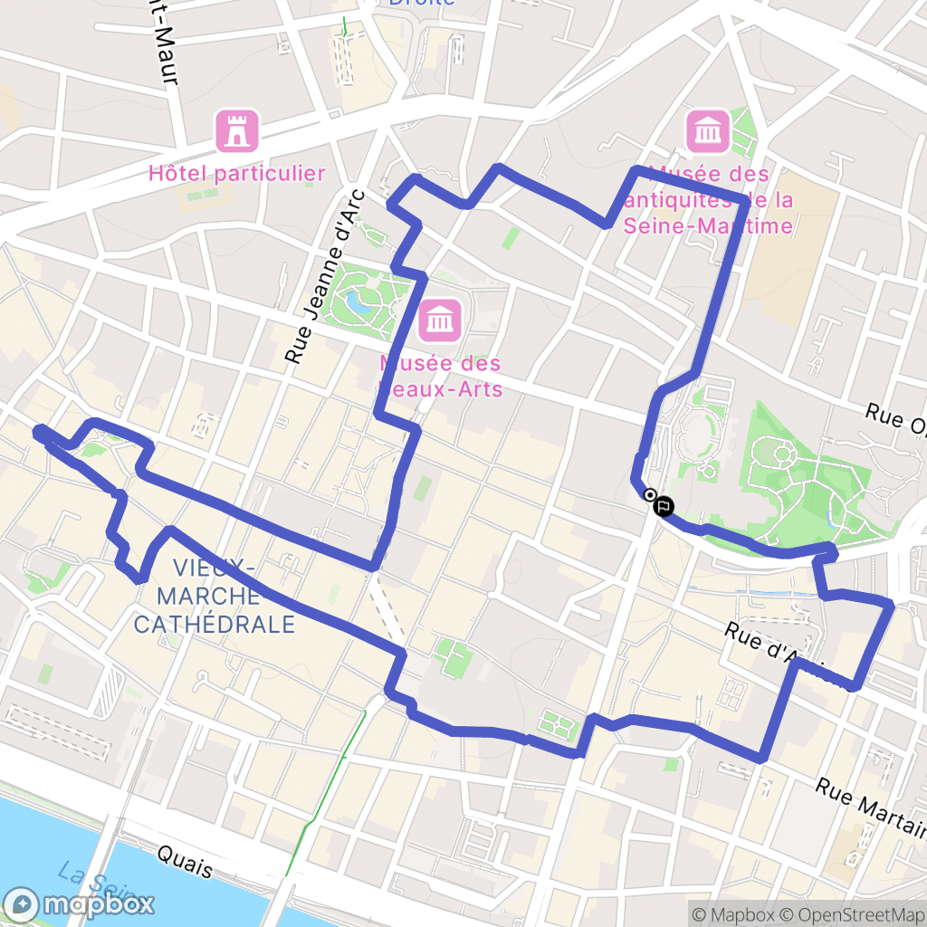 Rouen : carte du parcours de randonnée - France