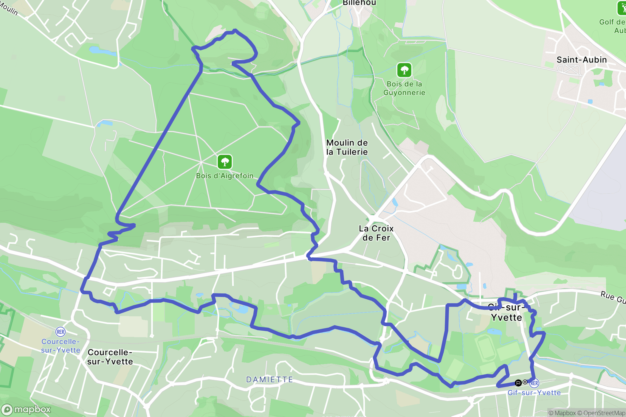 Gif-sur-Yvette : carte du parcours de randonnée - France