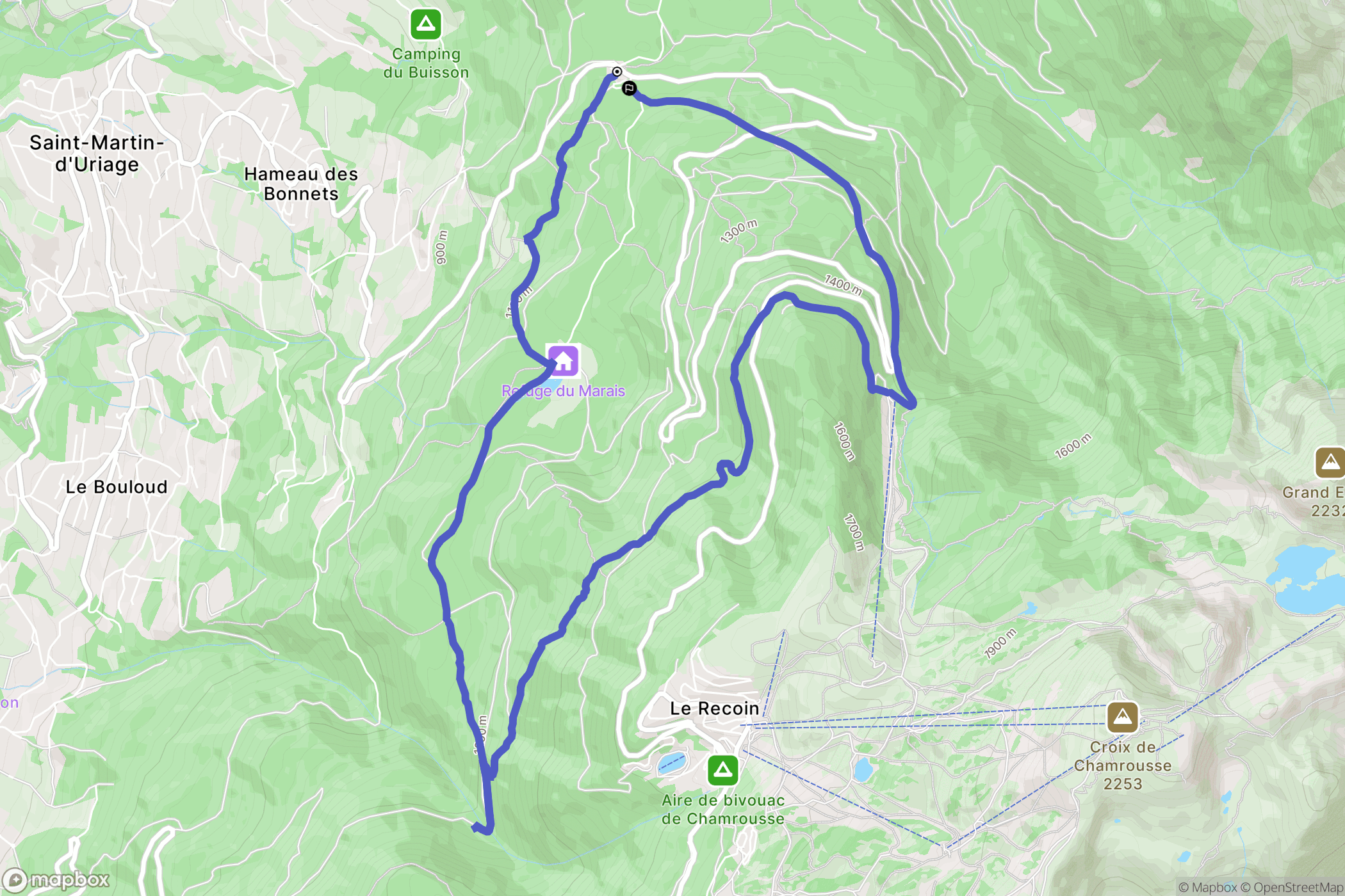 Les Seiglières : carte du parcours de randonnée - France