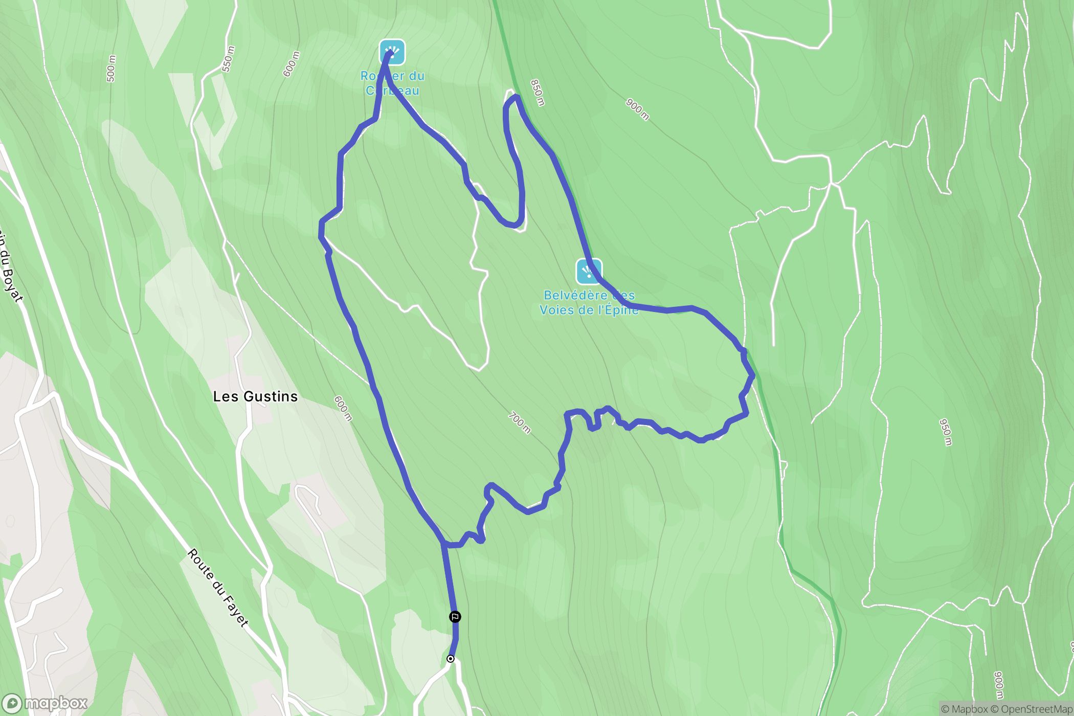Aiguebelette-le-Lac : carte du parcours de randonnée - France