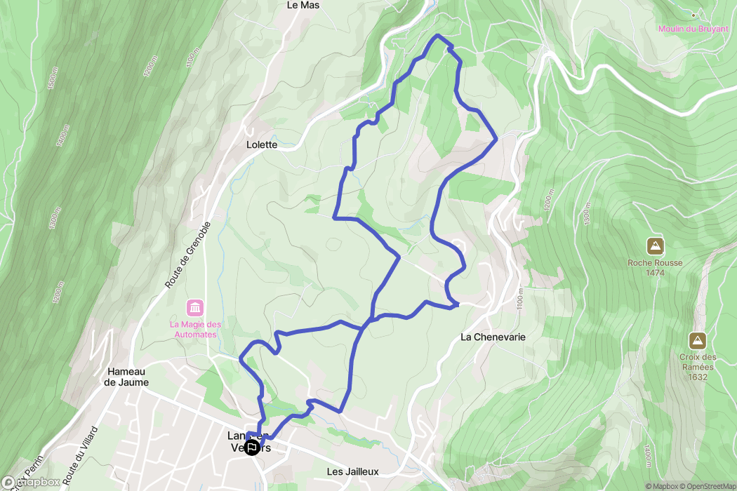 Lans en Vercors : carte du parcours de randonnée - France