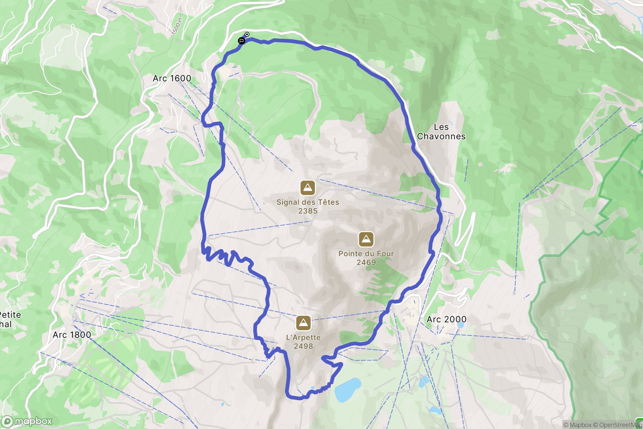 Bourg-Saint-Maurice : carte du parcours de randonnée - France