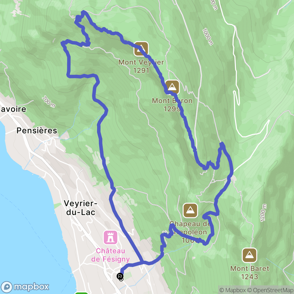 Veyrier-du-Lac : carte du parcours de randonnée - France