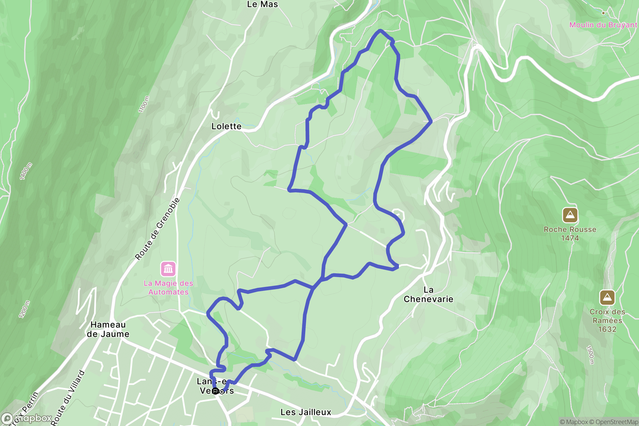 Lans-en-Vercors : carte du parcours de randonnée - France