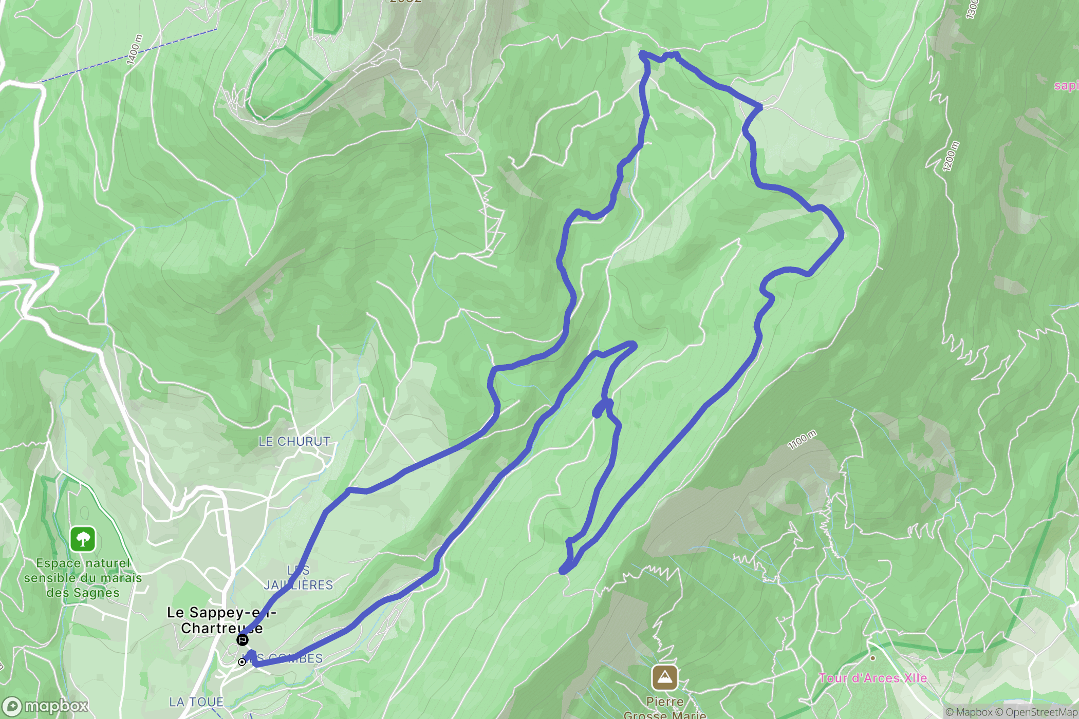 Le-Sappey-en-Chartreuse : carte du parcours de randonnée - France