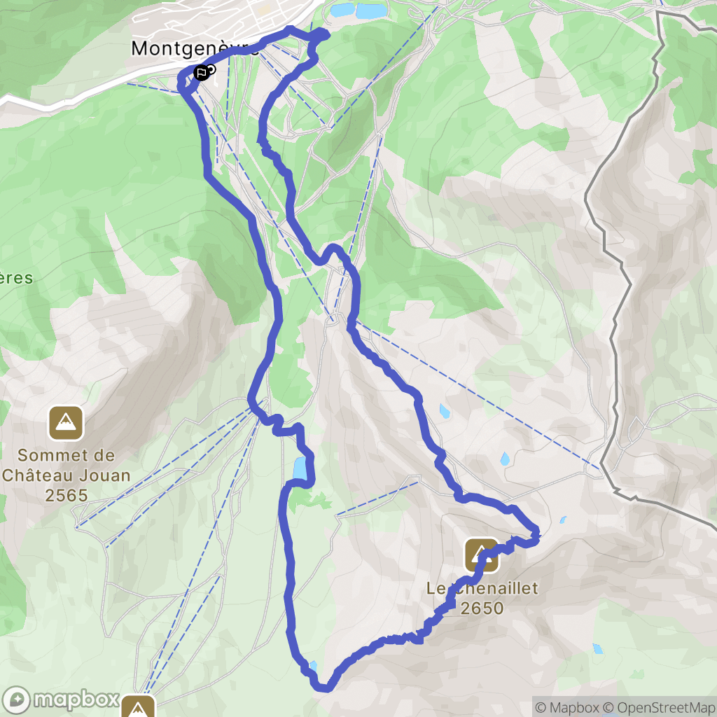 Montgenèvre : carte du parcours de randonnée - France