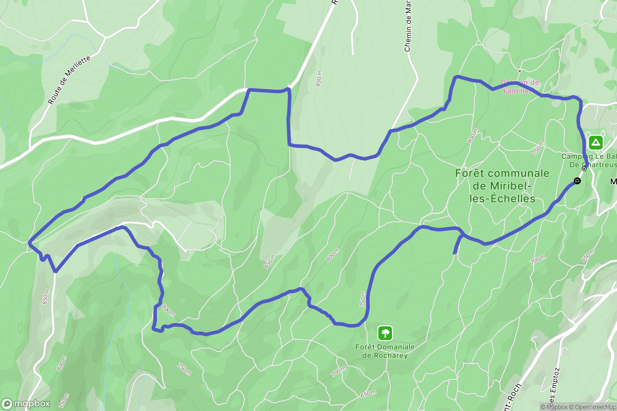 Miribel-les-Echelles : carte du parcours de randonnée - France