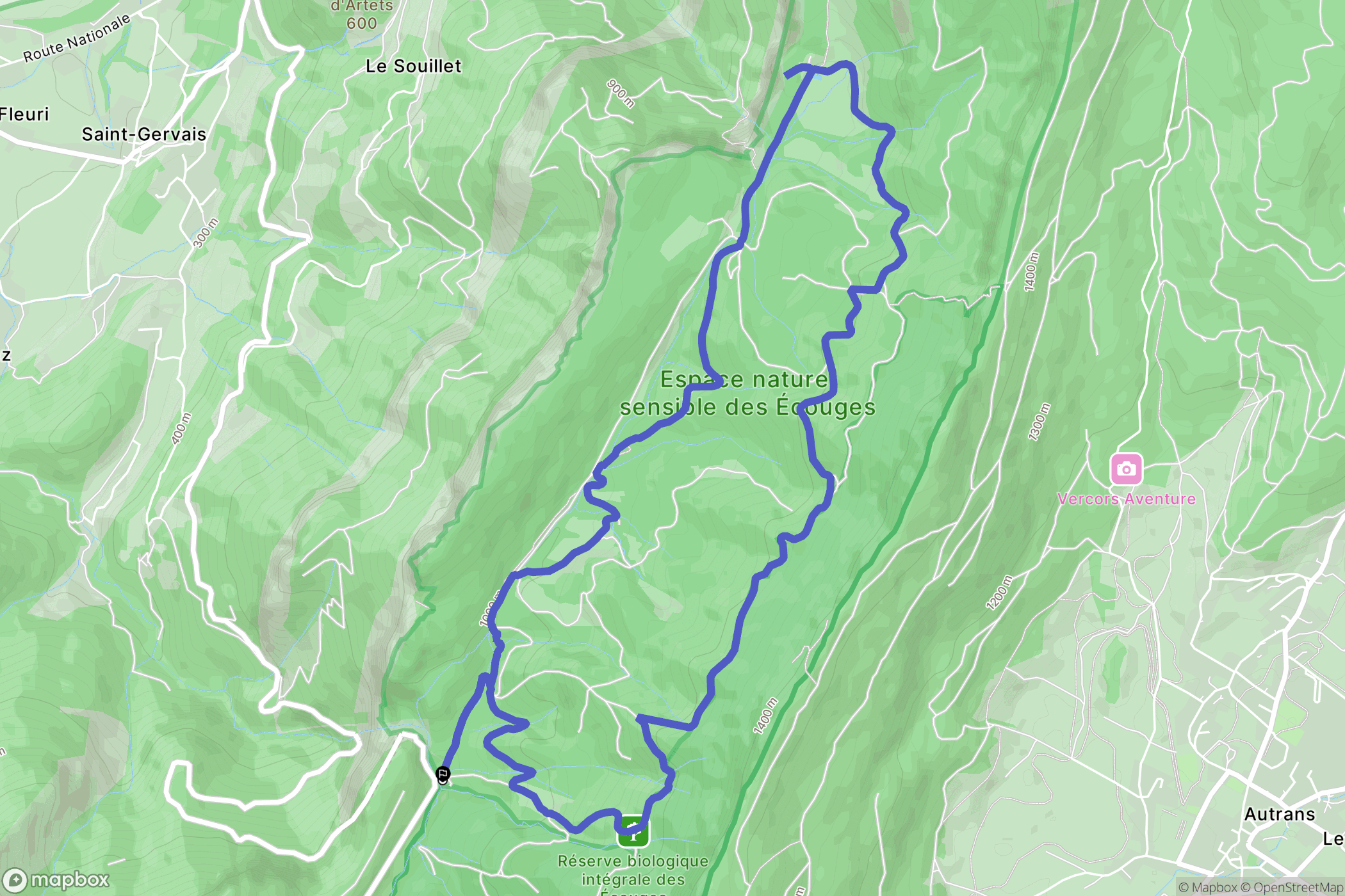 Saint-Gervais : carte du parcours de randonnée - France