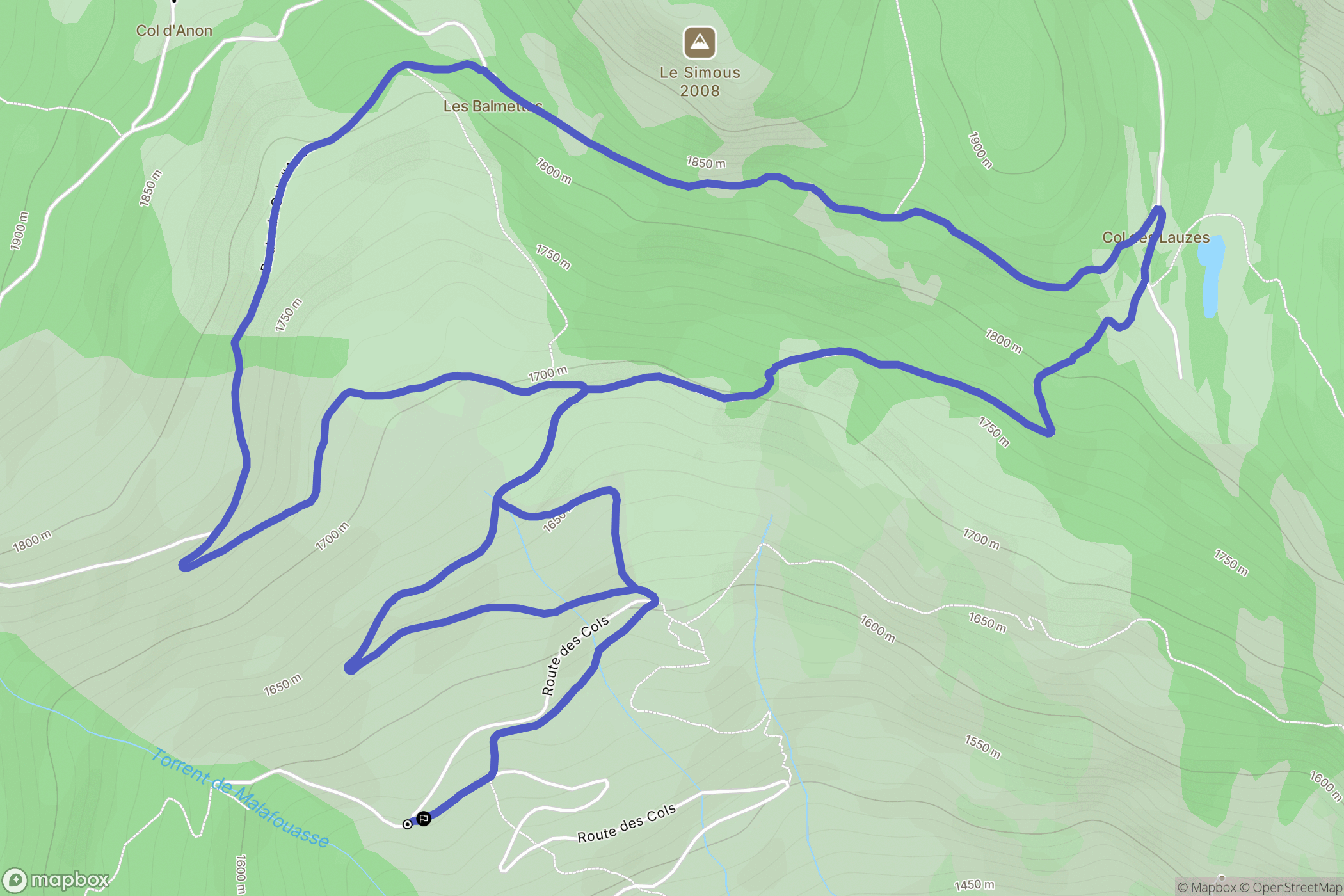 Freissinières : carte du parcours de randonnée - France