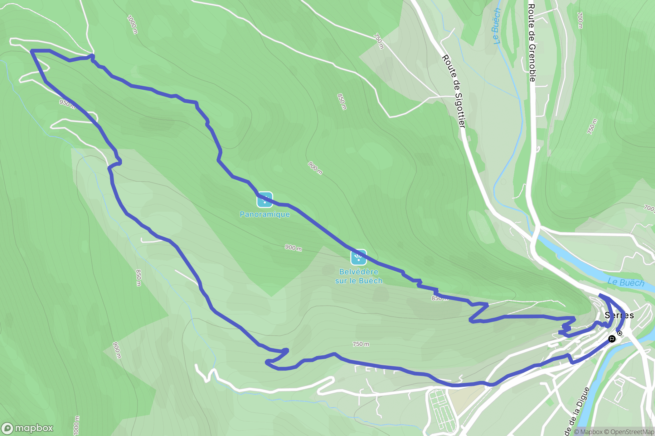 Serres : carte du parcours de randonnée - France