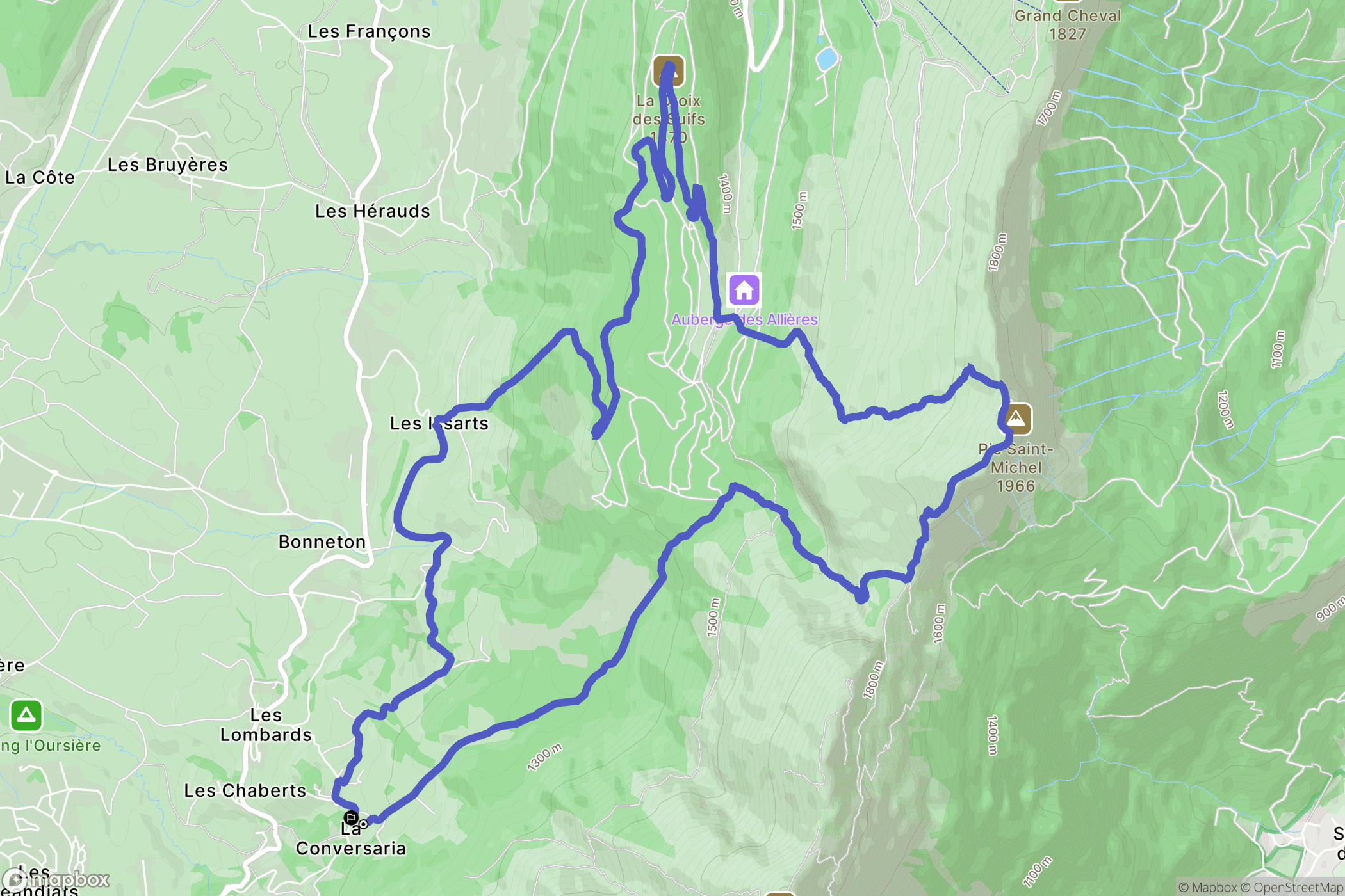 Villard-de-Lans : carte du parcours de randonnée - France