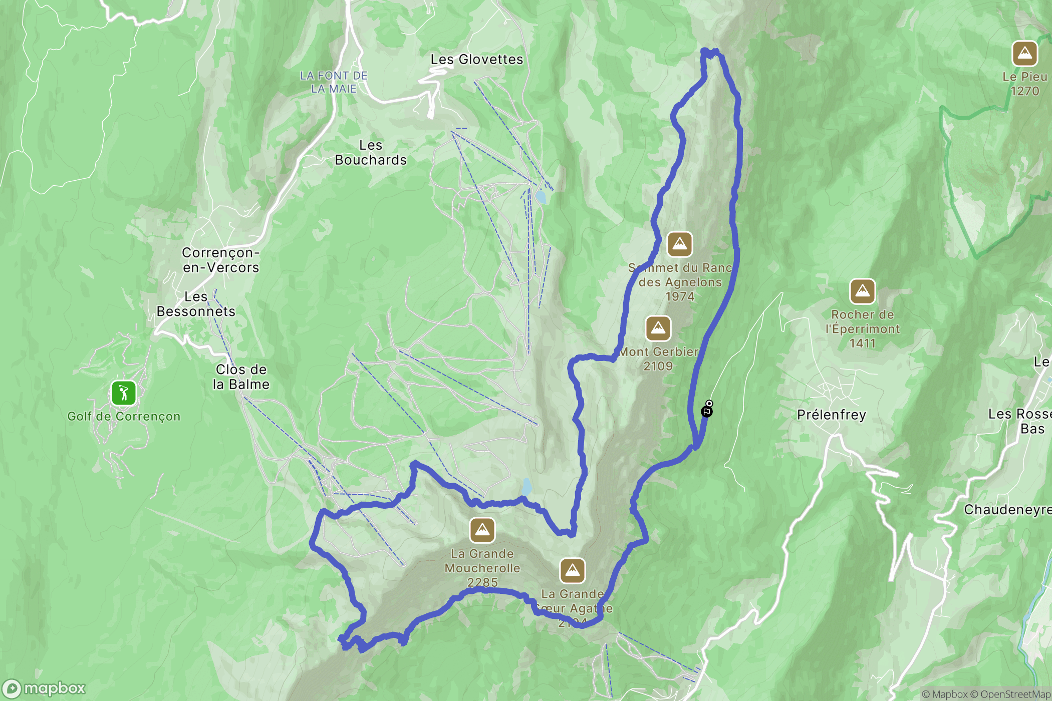 Prélenfrey : carte du parcours de randonnée - France