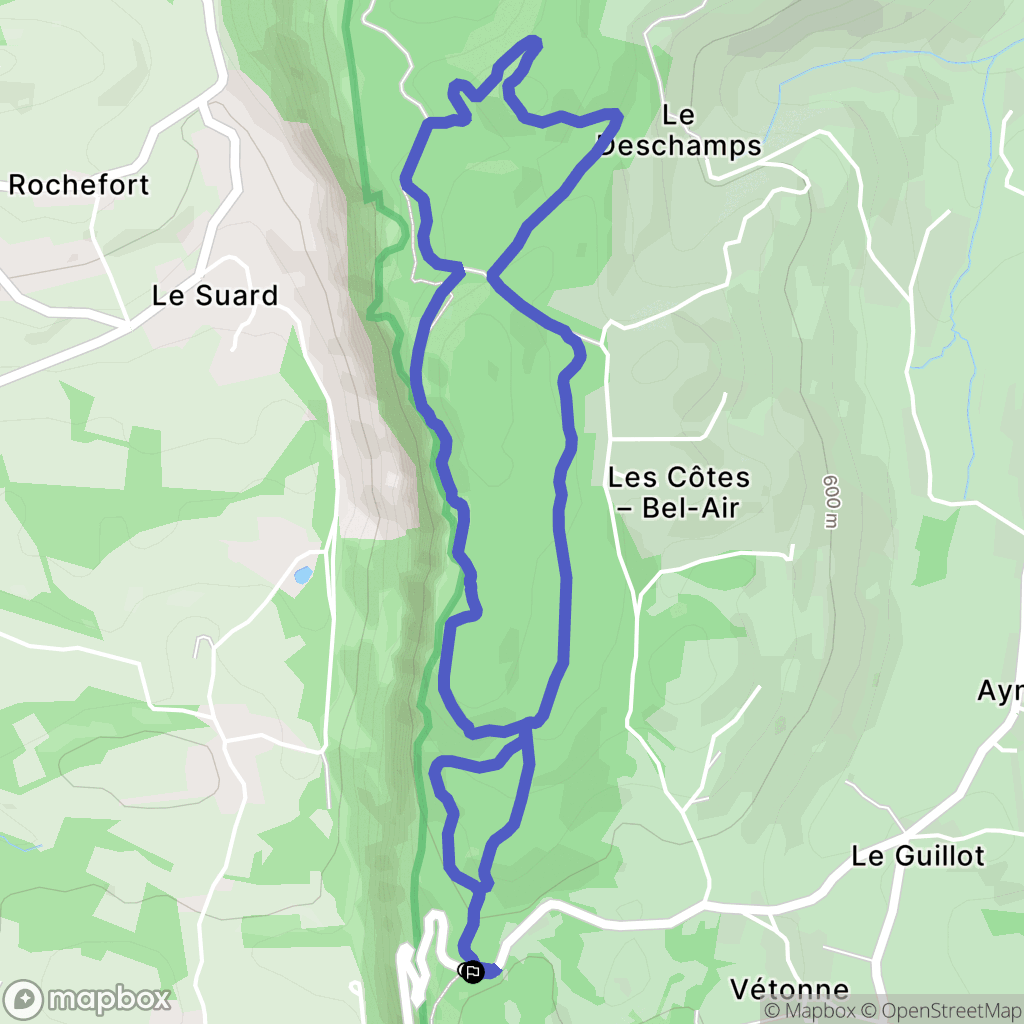 Ayn : carte du parcours de randonnée - France