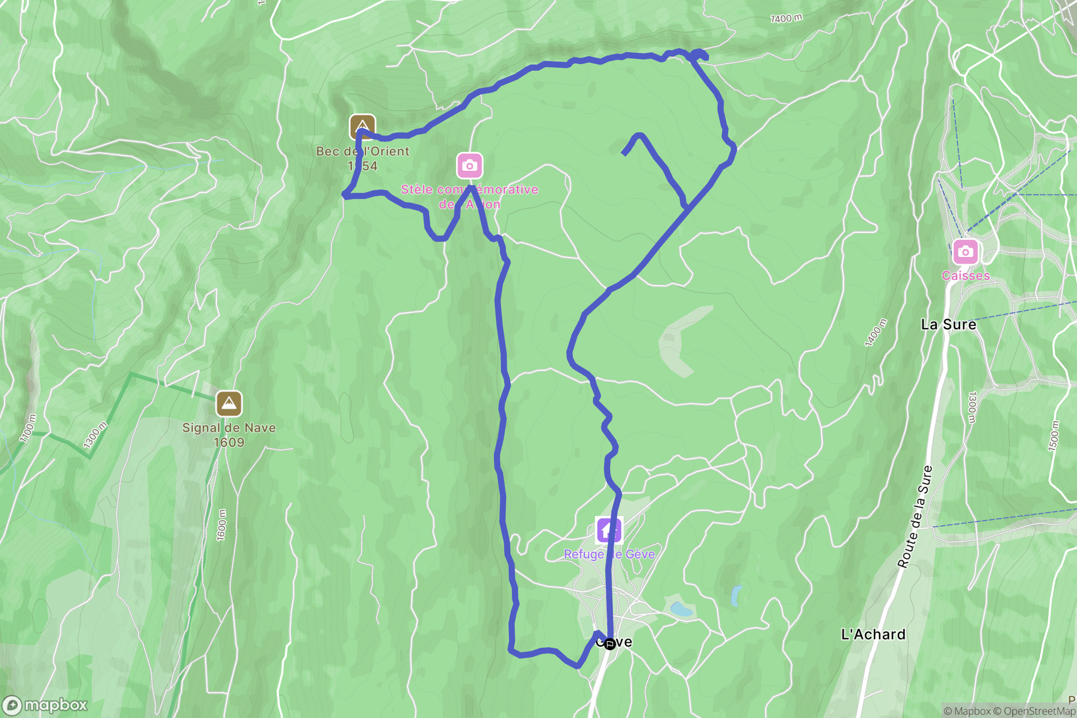 Autrans : carte du parcours de randonnée - France
