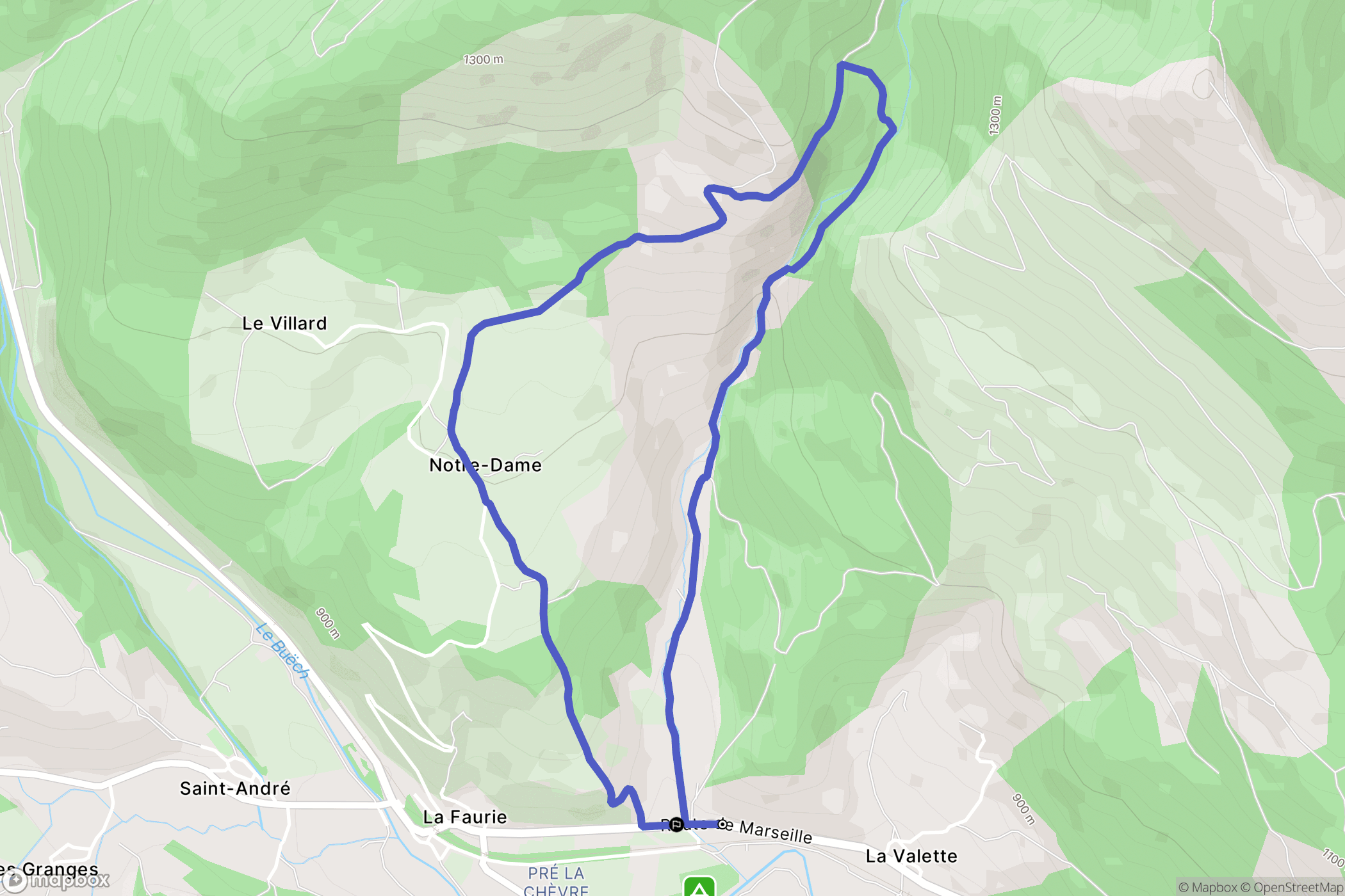 La Faurie : carte du parcours de randonnée - France