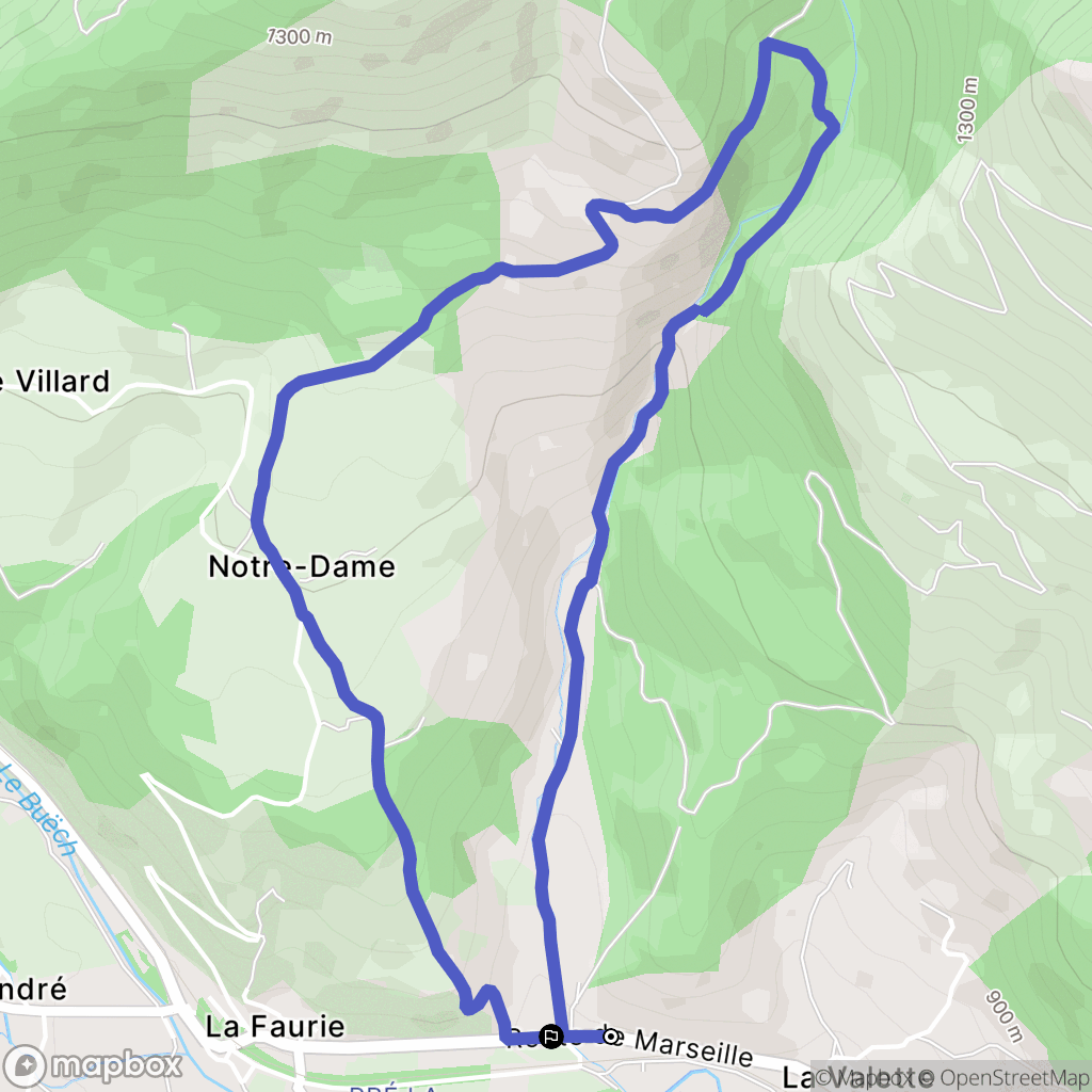 La Faurie : carte du parcours de randonnée - France