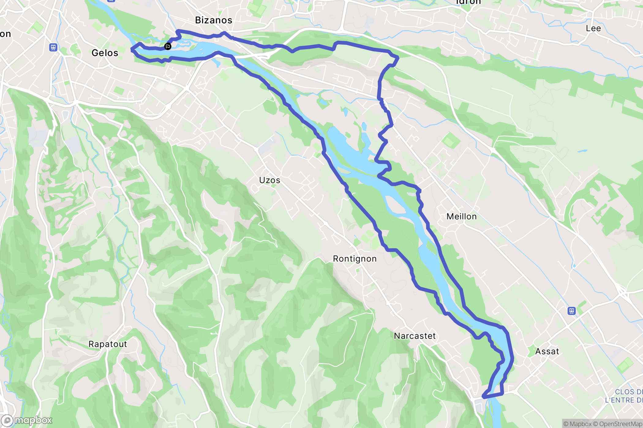 Mazères-Lezons : carte du parcours de randonnée - France