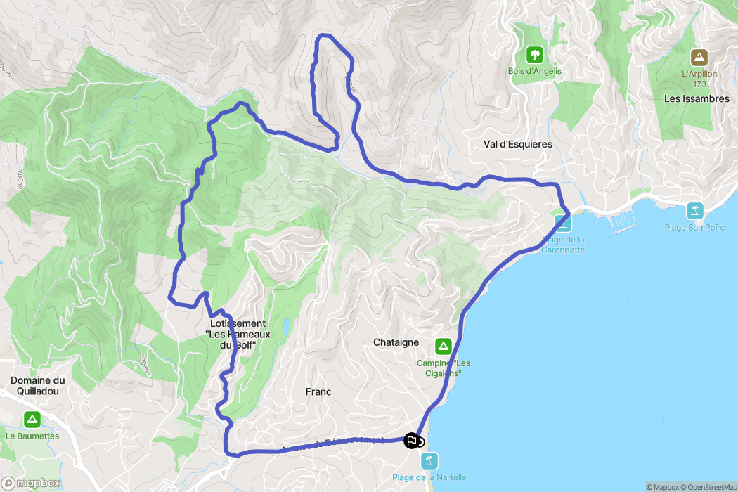 Sainte-Maxime : carte du parcours de randonnée - France