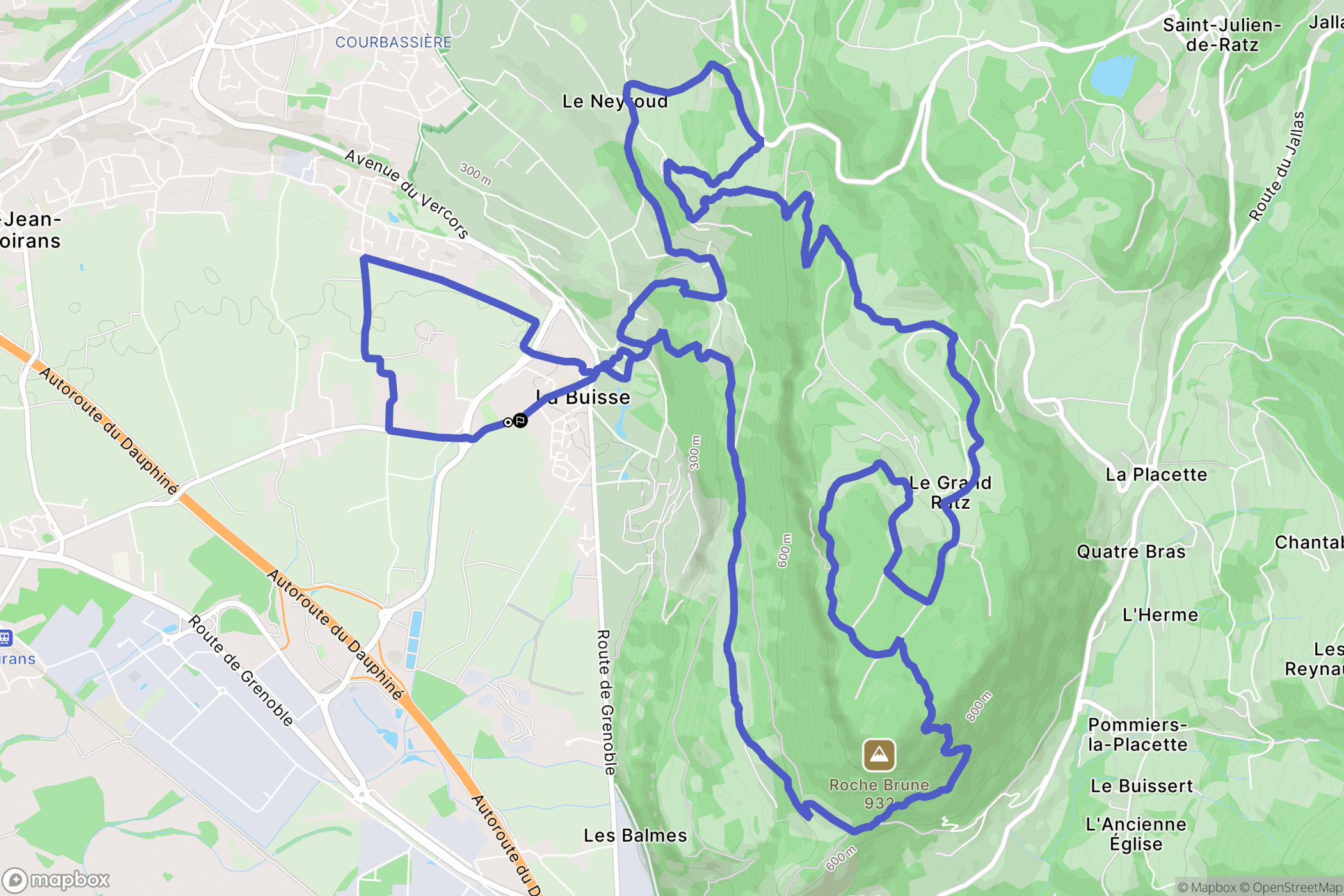 La Buisse : carte du parcours de randonnée - France