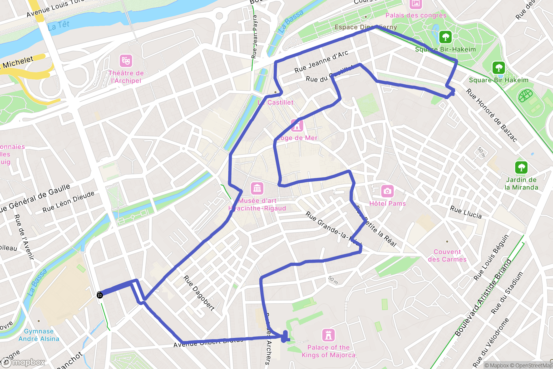 Perpignan : carte du parcours de randonnée - France