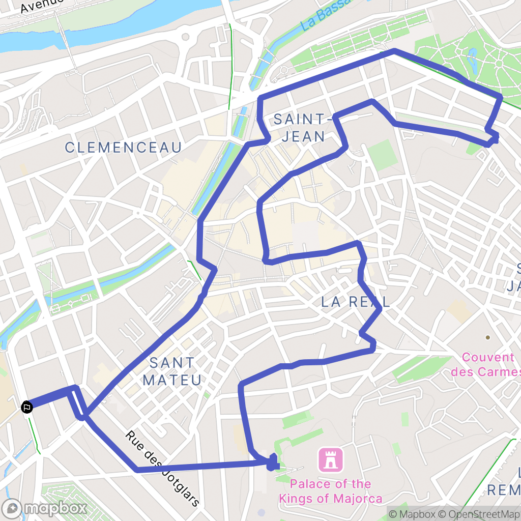 Perpignan : carte du parcours de randonnée - France
