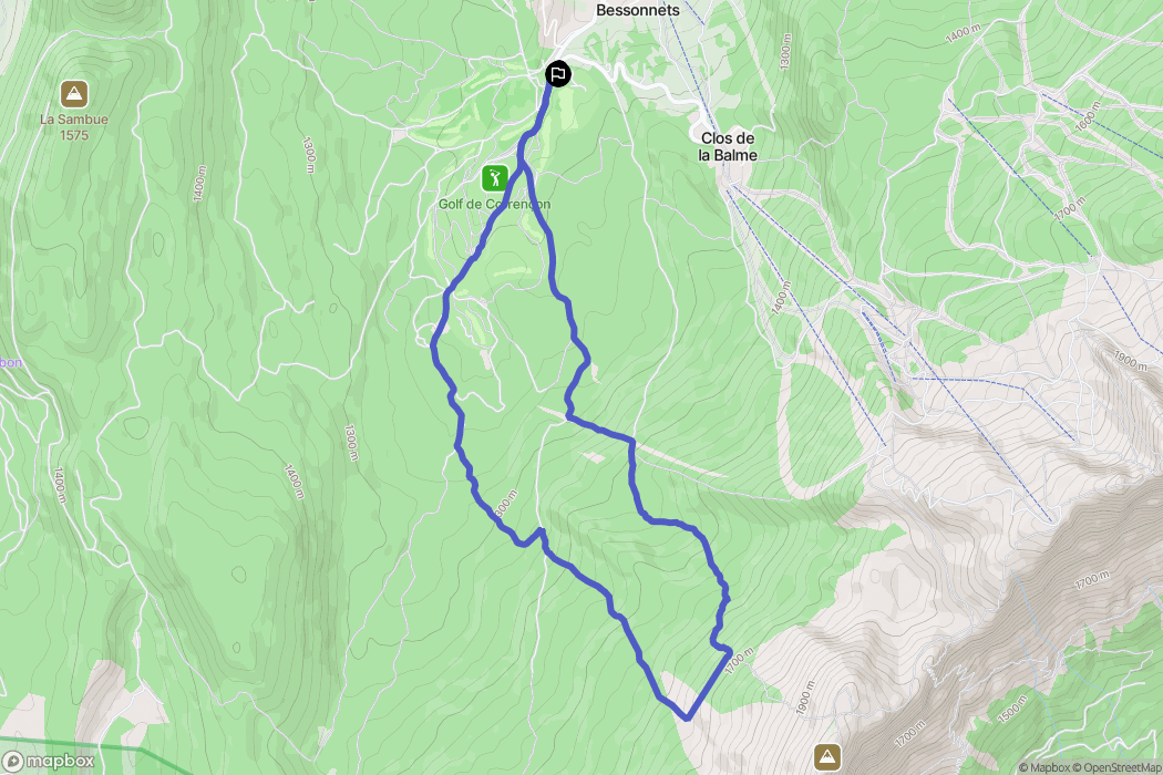 Corrençon-en-Vercors : carte du parcours de randonnée - France