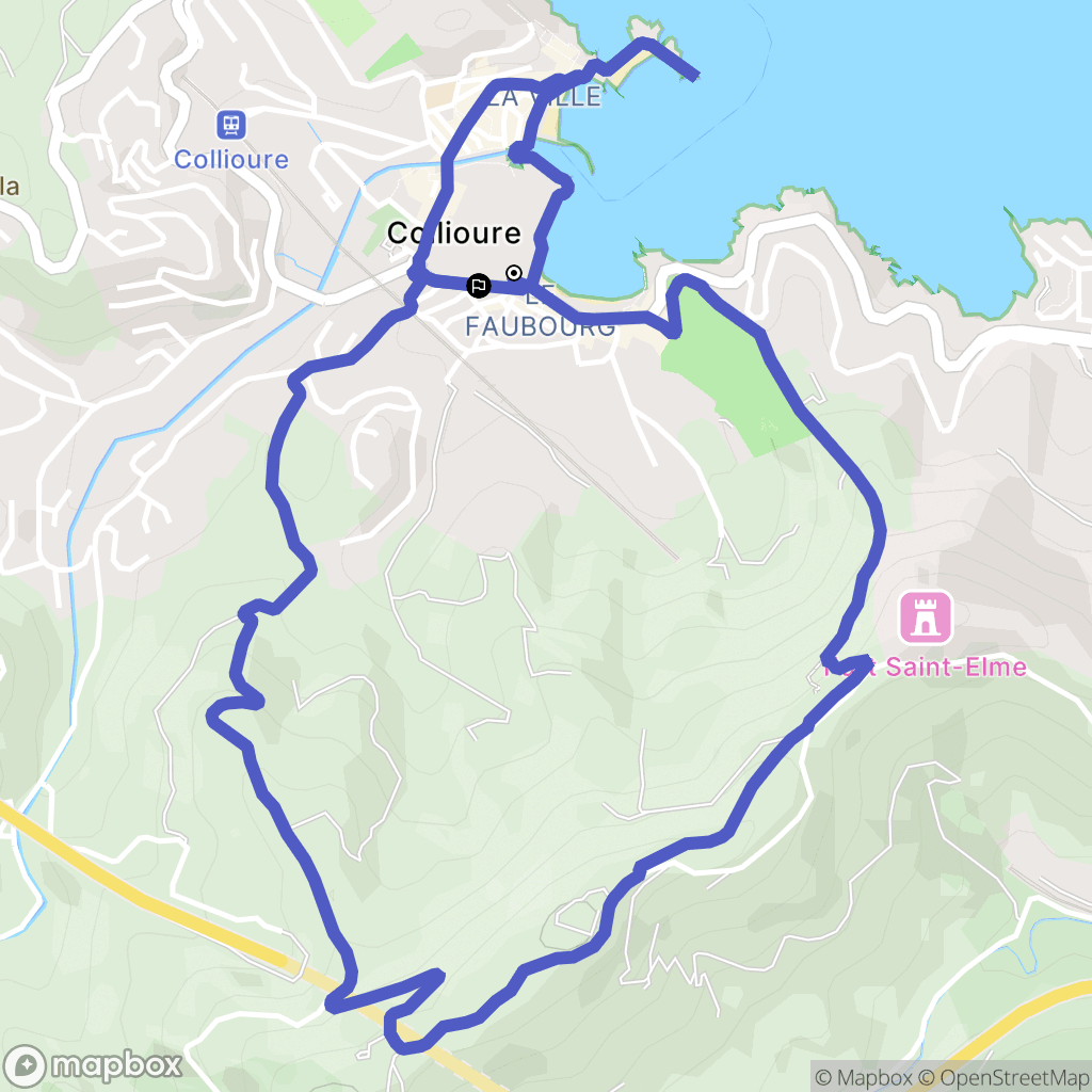 Collioure : carte du parcours de randonnée - France