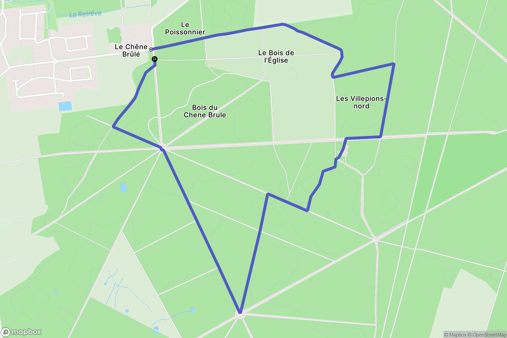 Cercottes : carte du parcours de randonnée - France