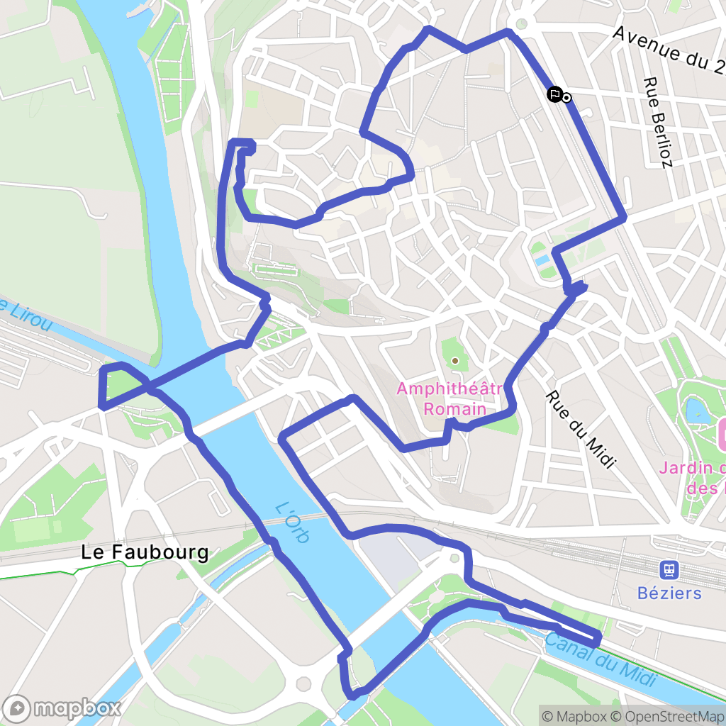Béziers : carte du parcours de randonnée - France