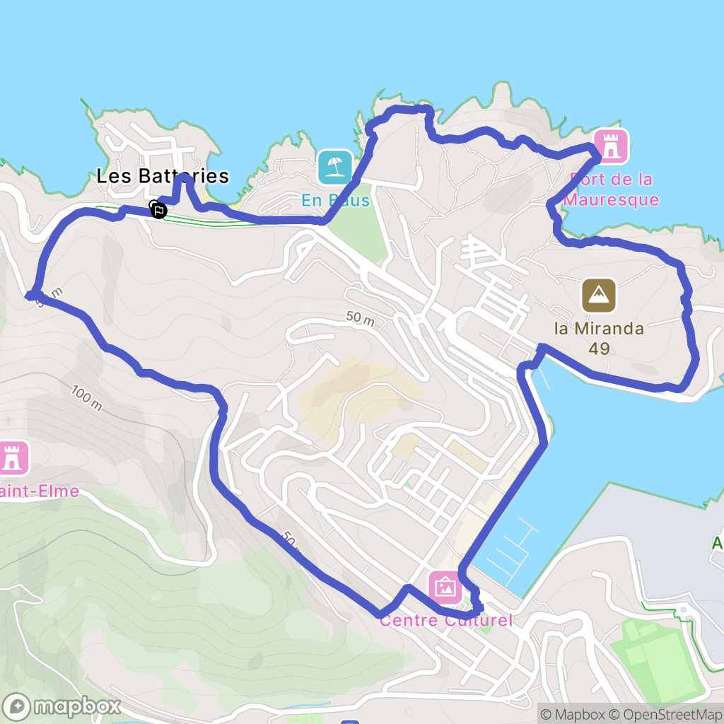 Port-Vendres : carte du parcours de randonnée - France