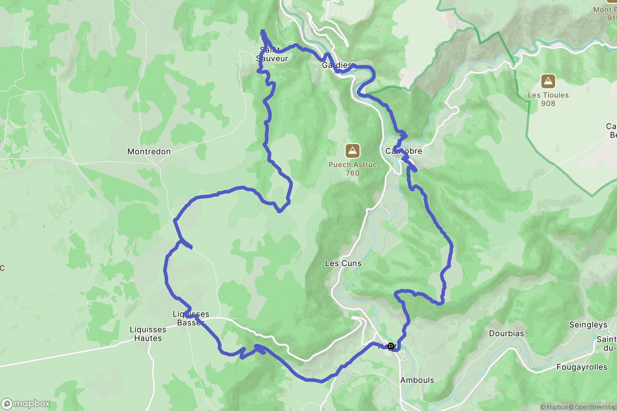 Nant : carte du parcours de randonnée - France