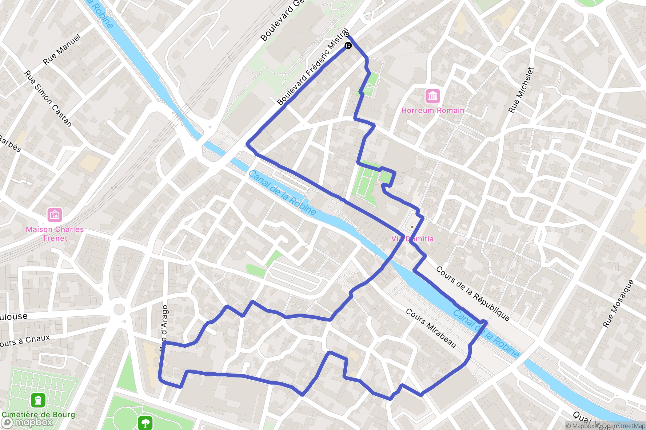 Narbonne : carte du parcours de randonnée - France