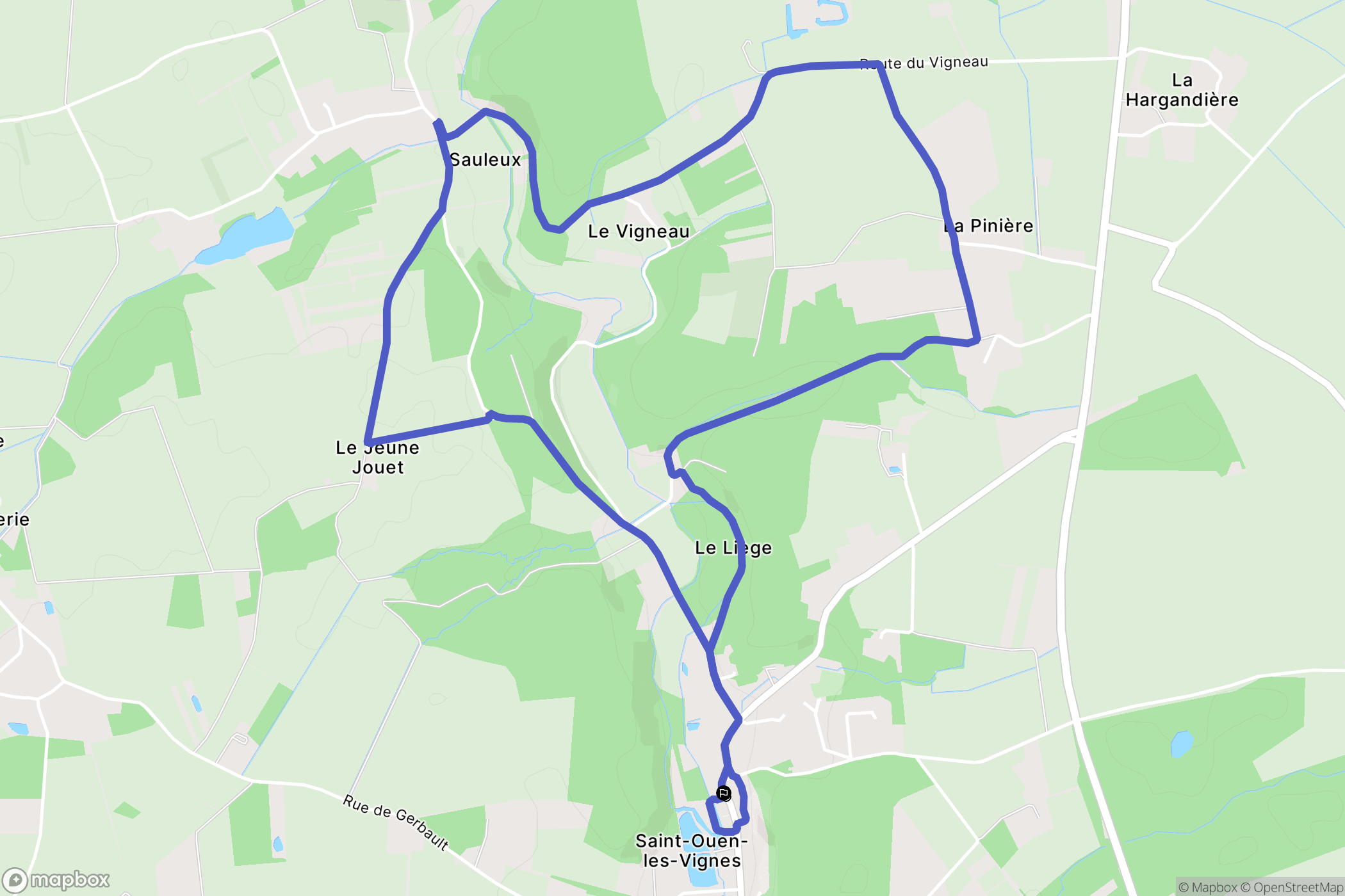 Saint-Ouen-les-Vignes : carte du parcours de randonnée - France