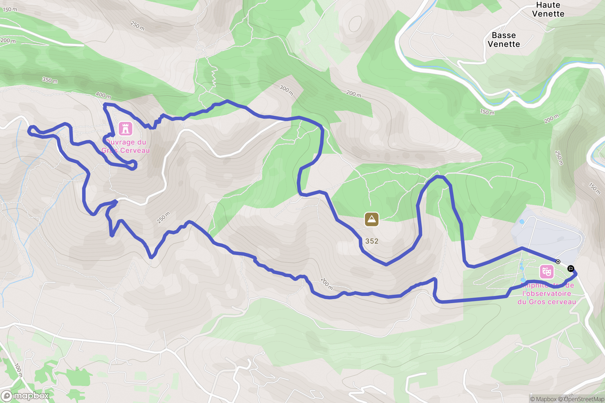 Ollioules : carte du parcours de randonnée - France