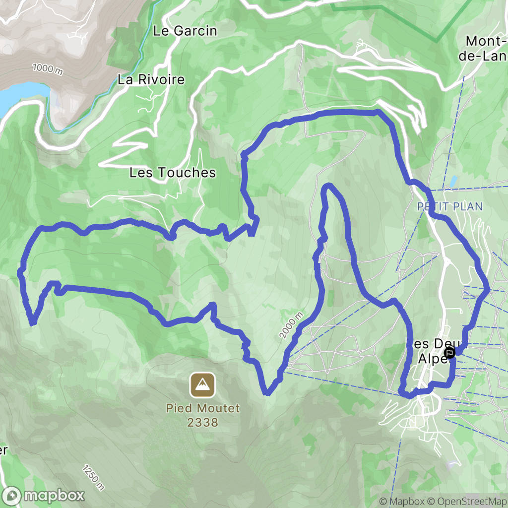 Les Deux Alpes : carte du parcours de randonnée - France
