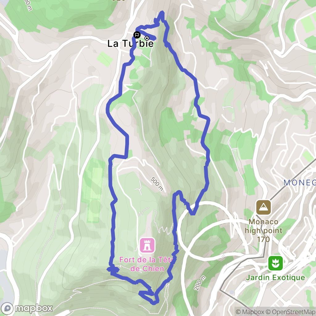 La Turbie : carte du parcours de randonnée - France