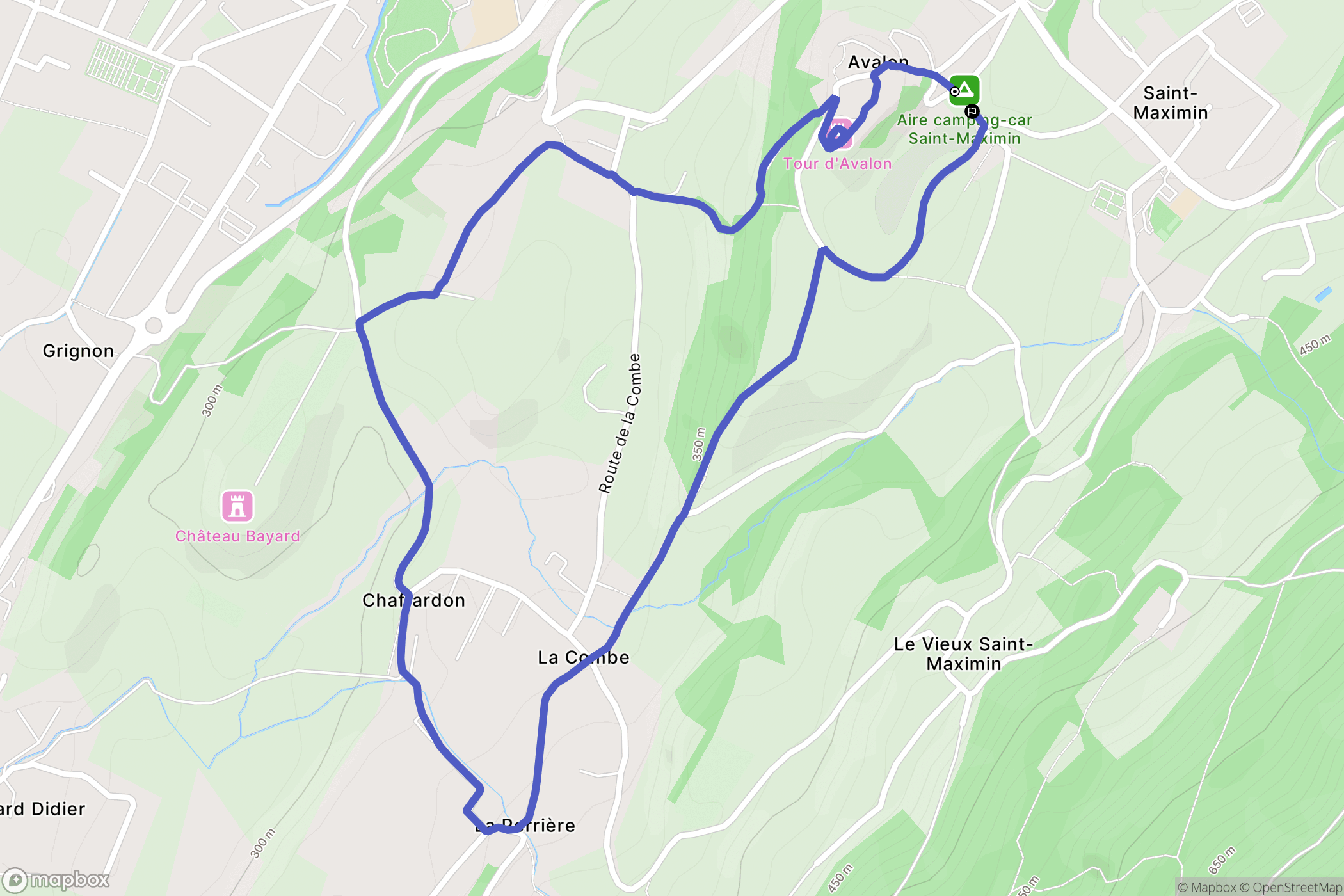 Saint-Maximin : carte du parcours de randonnée - France