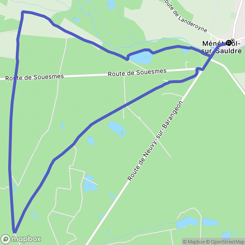 Ménétréol-sur-Sauldre : carte du parcours de randonnée - France