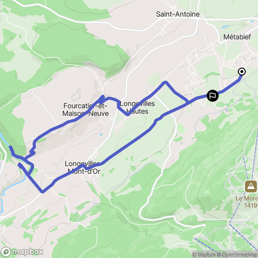 Métabief : carte du parcours de randonnée - France