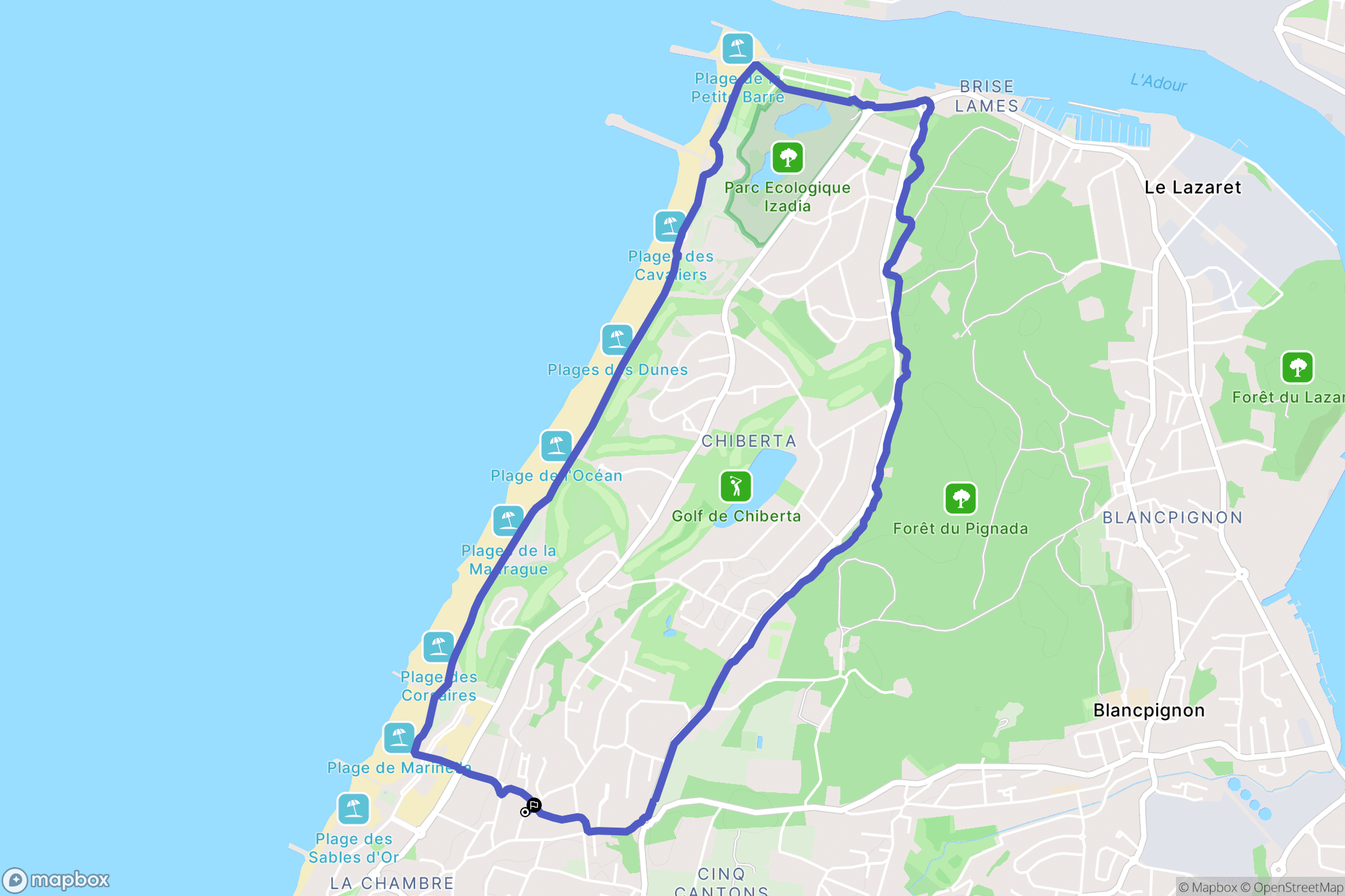 Anglet : carte du parcours de randonnée - France