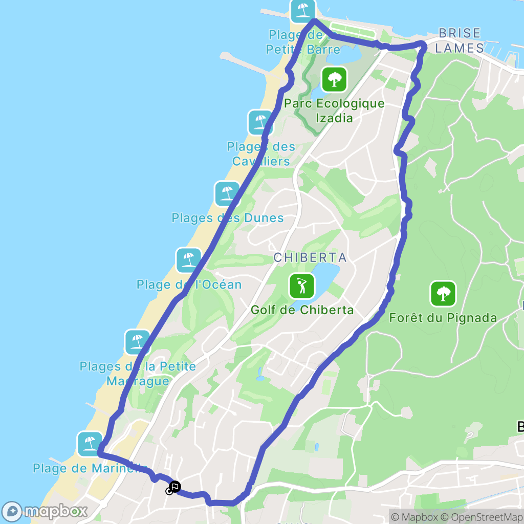Anglet : carte du parcours de randonnée - France