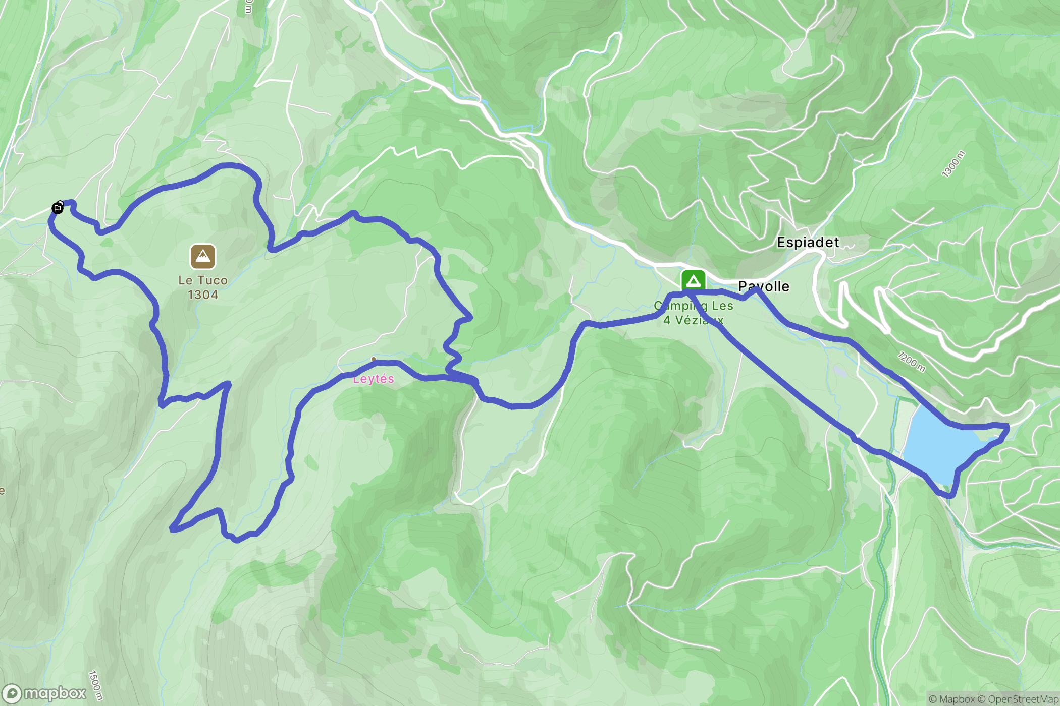 Campan : carte du parcours de randonnée - France