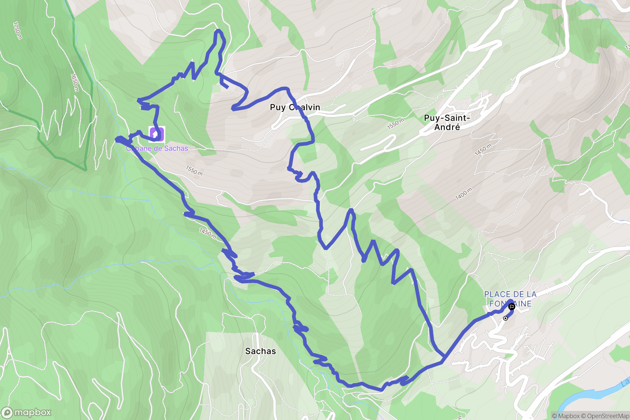 Puy-Saint-André : carte du parcours de randonnée - France