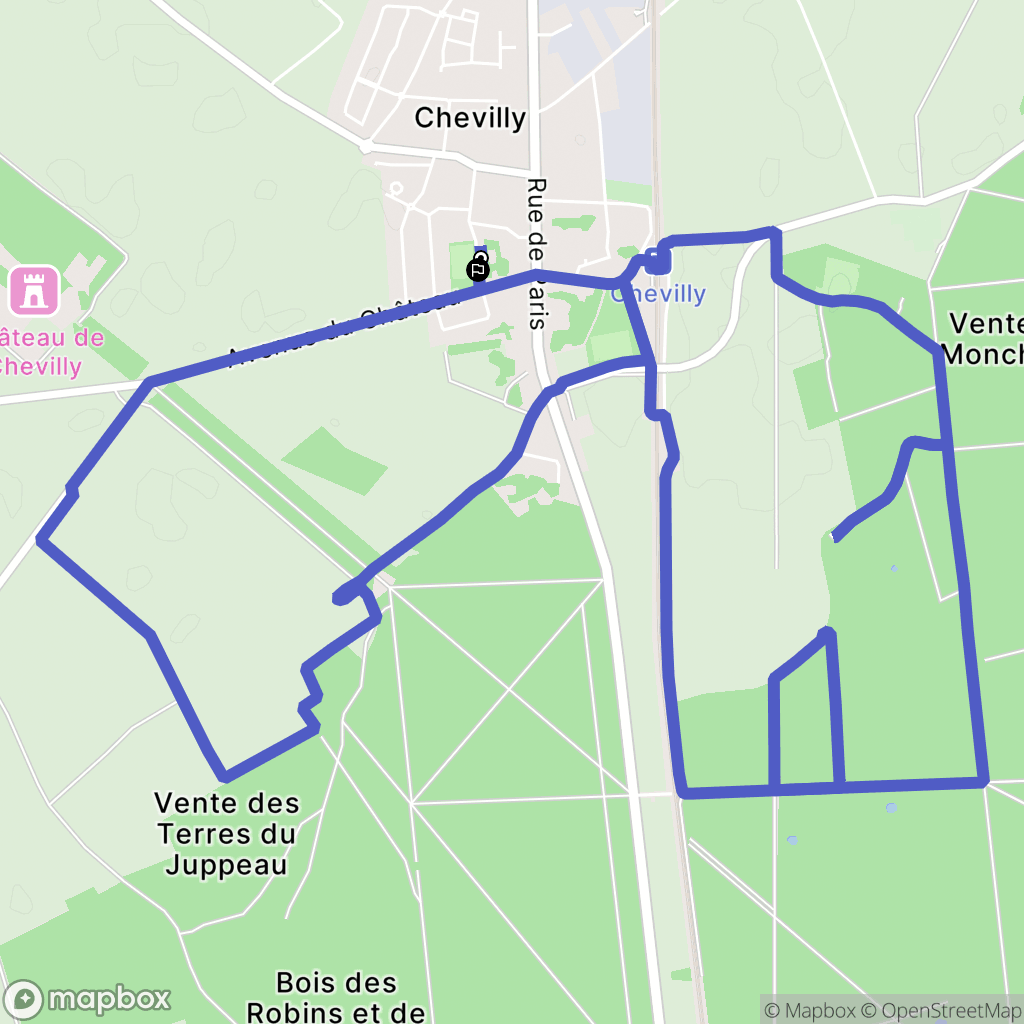 Chevilly : carte du parcours de randonnée - France