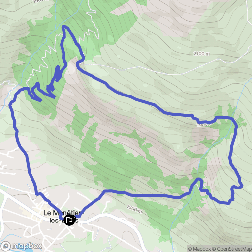 Le Monêtier-Les-Bains : carte du parcours de randonnée - France